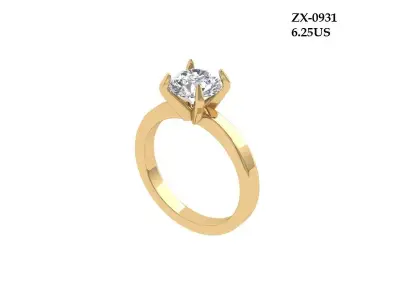 Solitaire Engagement Ring 3D print model 35