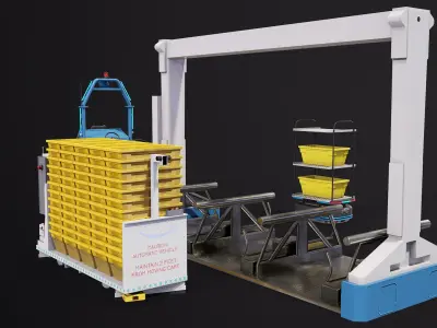 Industrial Warehouse Robots X3 Package PBR 3D model