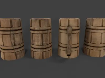Old Wooden Cup Low-poly 3D model