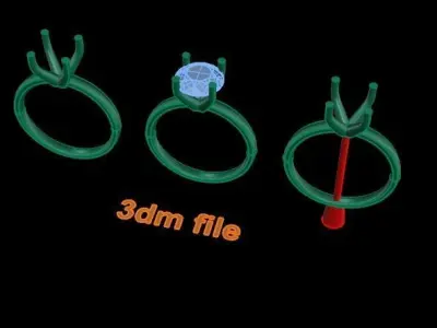 Dainty Solitaire 4 Prong Engagement Ring 8MM 3D print model