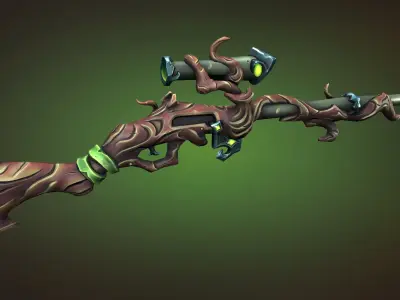 Wooden sniper rifle Low-poly 3D model