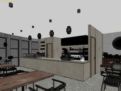 Fast Food Interior 3D Scene High-Quality Corona Render Ready 3D model