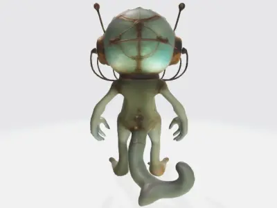  Creature worn brass diving helmet 3D model