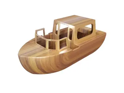 Wooden Tourist Boat Toy Low-poly 3D model