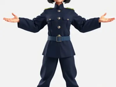 Animated Military Character Rigged and Animated Model Low-poly 3D model