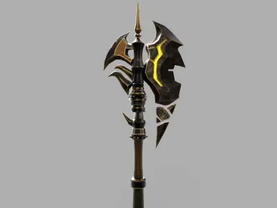battle axe Low-poly 3D model 48