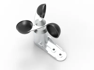 Anemometer gold wind turbine Low-poly 3D model