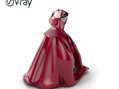 Luxurious Burgundy Evening Gown on Mannequin model pack Low-poly 3D model