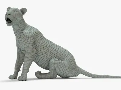 Lioness Rigged Basemesh Low-poly 3D model