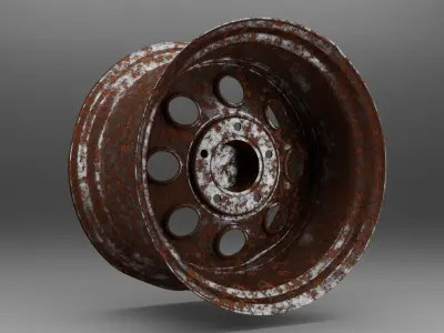 rusty damage old wheel 3D model