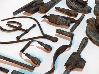 Assorted Coopers Tool Antique Hand Tools 3D model