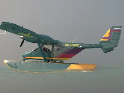 Accord-201 Floatsplane GreenYellow Livery Low-poly 3D model