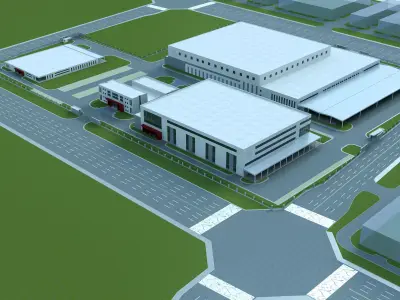 Industrial buildings factories industrial parks 3D model purchase