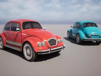 Low Poly Small Car 2 - Game Ready Low-poly 3D model