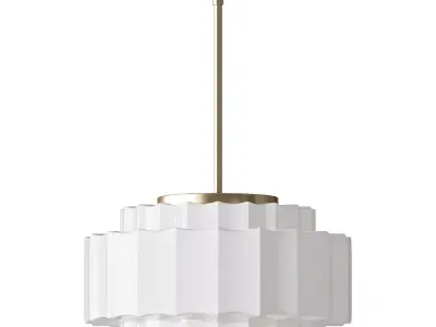 Antique Brass Tiered Opal White Glass Pendant Light 3D model