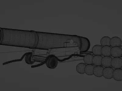 fire cannon  Low-poly 3D model
