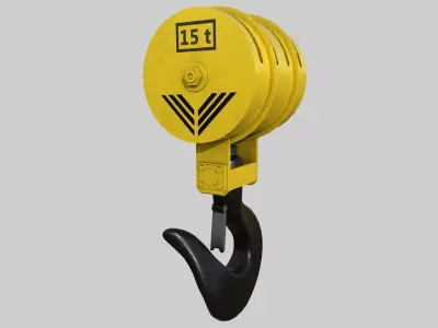 Industrial Crane Hook with Latch Low-poly 3D model