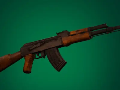 High Quality Optimised Hardsurface Lowpoly AK-47 Low-poly 3D model