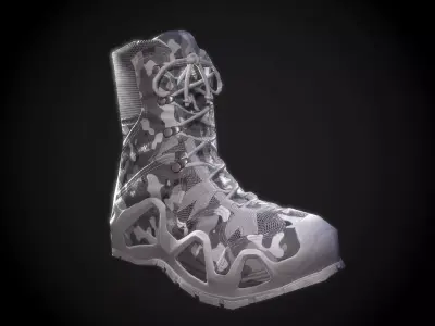 Military Boot White camouflage skin Low-poly 3D model