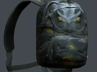 Backpack military combat Black baggage Low-poly  Low-poly 3D model