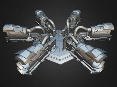 SciFi Cyberpunk Cannon Futuristic Weapon Boss Low-poly 3D model