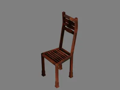 Wooden Furniture set Low-poly 3D model