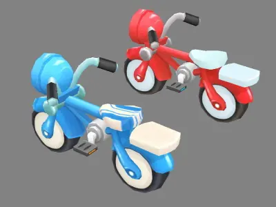 Cartoon kids bicycle Low-poly 3D model