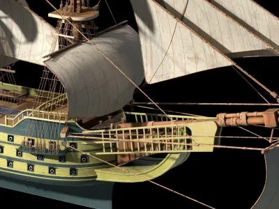  Pirate sailing ship 3D model
