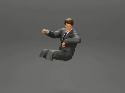 businessman sitting in car holding steering wheel leaning arm 3D print model