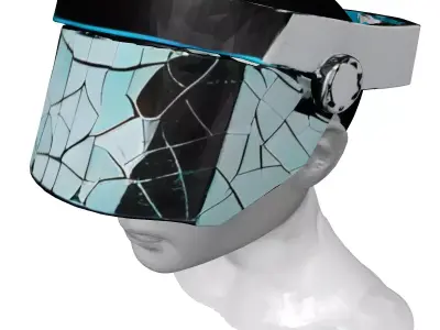Futuristic Holographic Visor Cracked 3D model