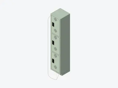 Locker - Plastic - Locka - Classic - Triple Tier Low-poly 3D model