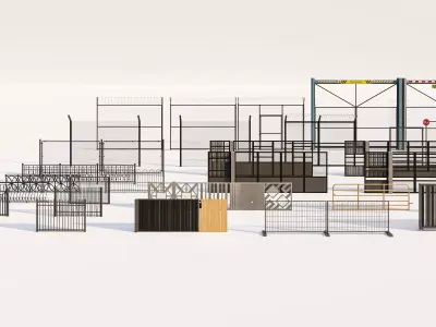 Metal Fences with Gate Design Pack 3D model