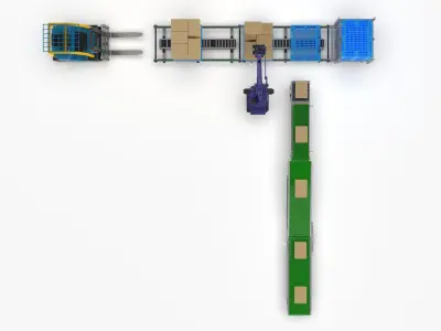 Robot Palletizing Card Board Line 3D model