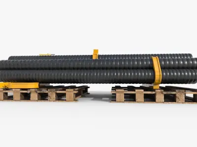 Pallet stack of pipes on Low-poly 3D model