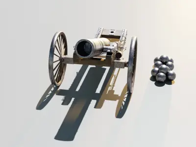  Cannon 3D Model Low-poly 3D model