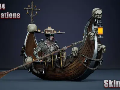 Fantasy Cyborg - Boatman Low-poly 3D model