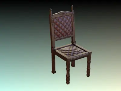 Antique Dining Chair Low-poly 3D model