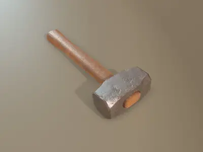 Anvil and Hammer Low-poly 3D model