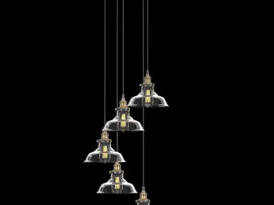 Factory Filament Clear Glass Barn Round Pendant 5 3D model