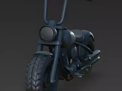 Stylized Cartoon Toy Chopper Black Motorcycle 3d model Low-poly 3D model