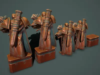 Fantasy statues Low-poly 3D model