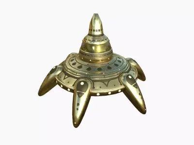 Alien Spaceship UFO G07 Gold - Sci Fi Spacecraft Design Low-poly 3D model
