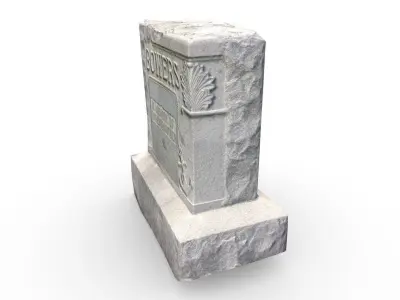 Gravestone Low-poly 3D model 8