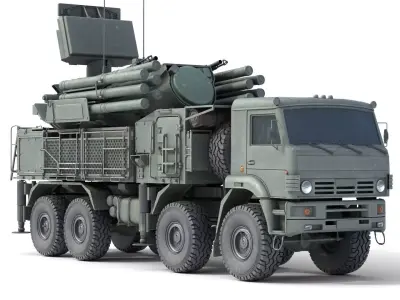 Missile System Pantsir S1 SA-22 Low-poly 3D model