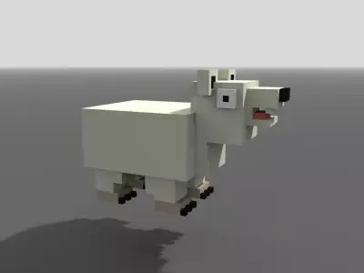 Voxel Polar Bear Low-poly 3D model