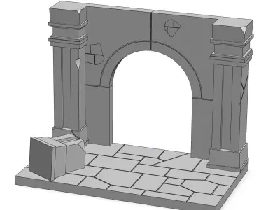 Ruined Stone Arch Building Diorama 3D print model