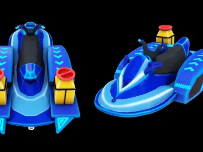 Jetski 3D Model Fisherman Low-poly 3D model