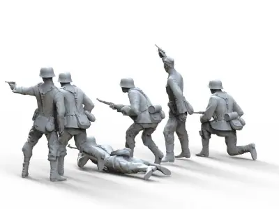 German officer and German soldiers 3D print model purchase