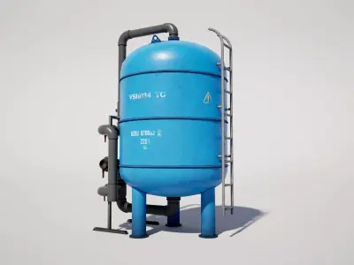  Industrial Water Filter Tank Low-poly 3D model