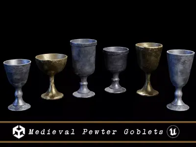 Medieval Pewter Goblets  Low-poly 3D model